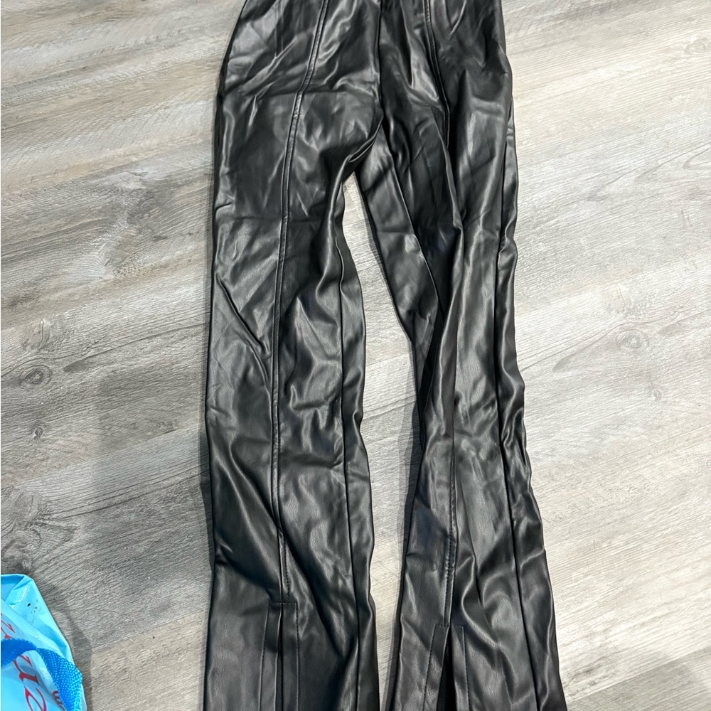 Steve Madden Black Faux Leather Trousers